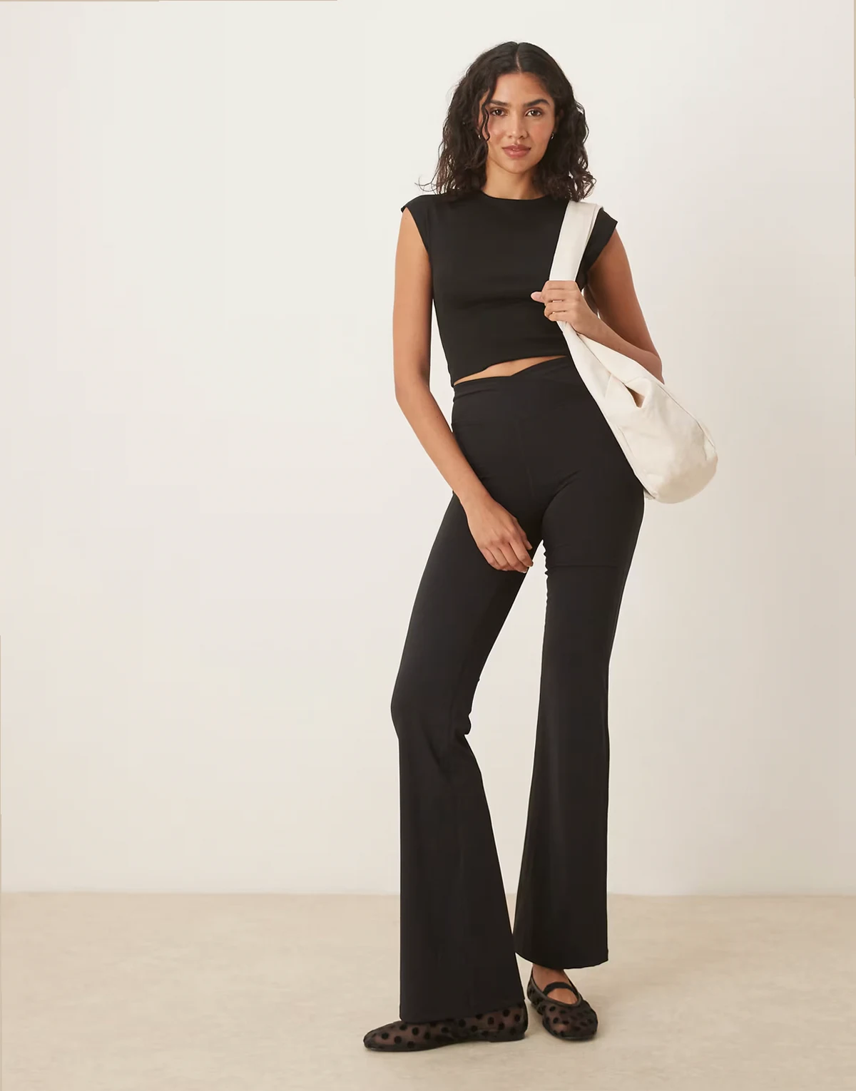 DayFlex 30" wrap high waisted flared yoga pants in black
