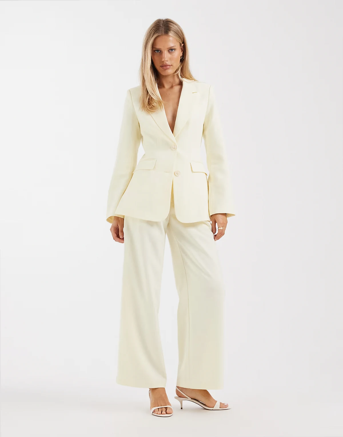 tailored wide leg pants in yellow - part of a set