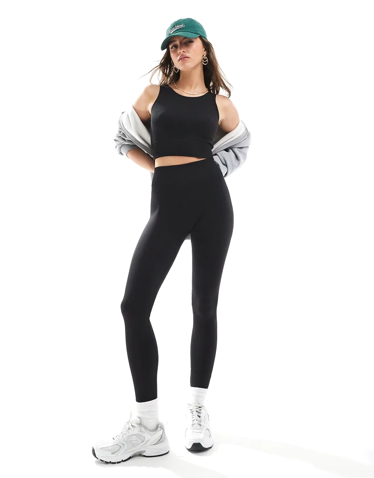 high rise seamless leggings in black - part of a set