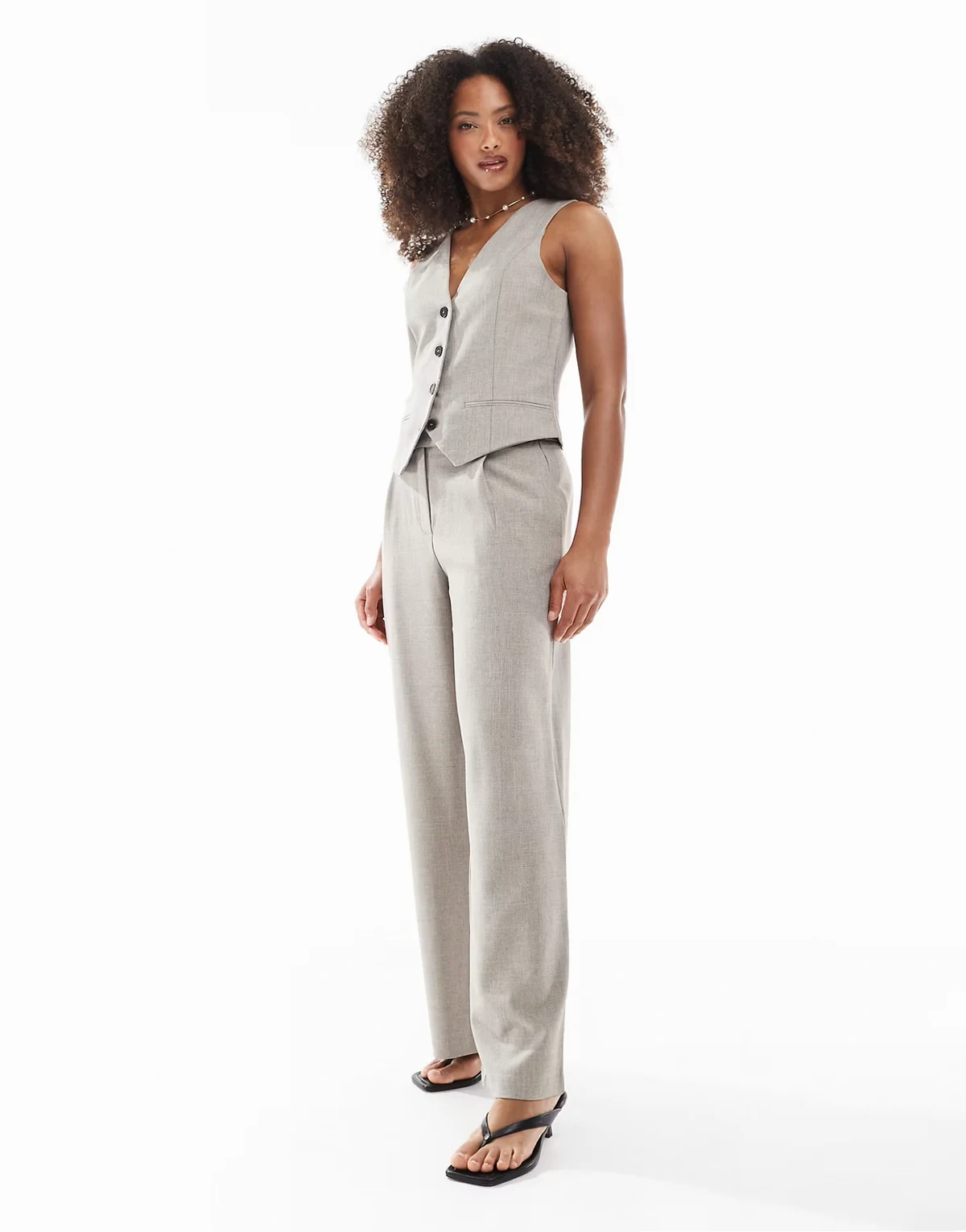 wide leg tailored pants in beige - part of a set
