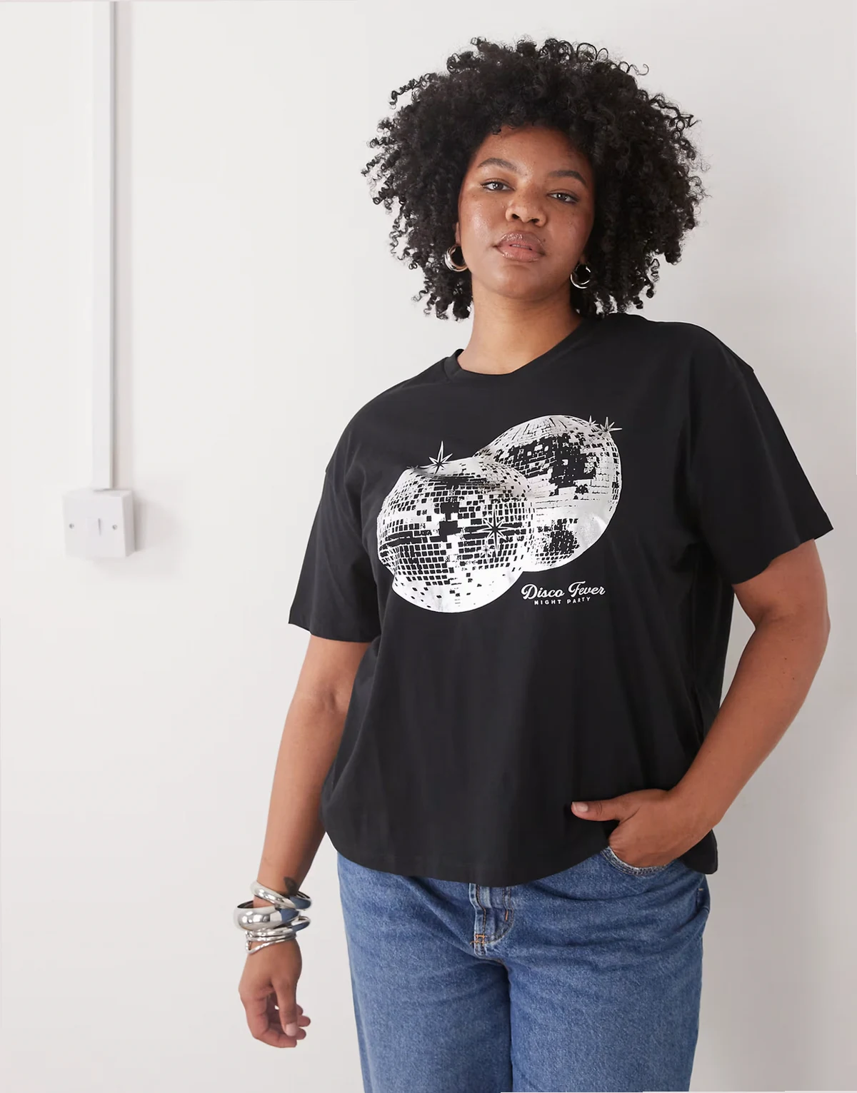 – T-Shirt in Schwarz mit Discoprint