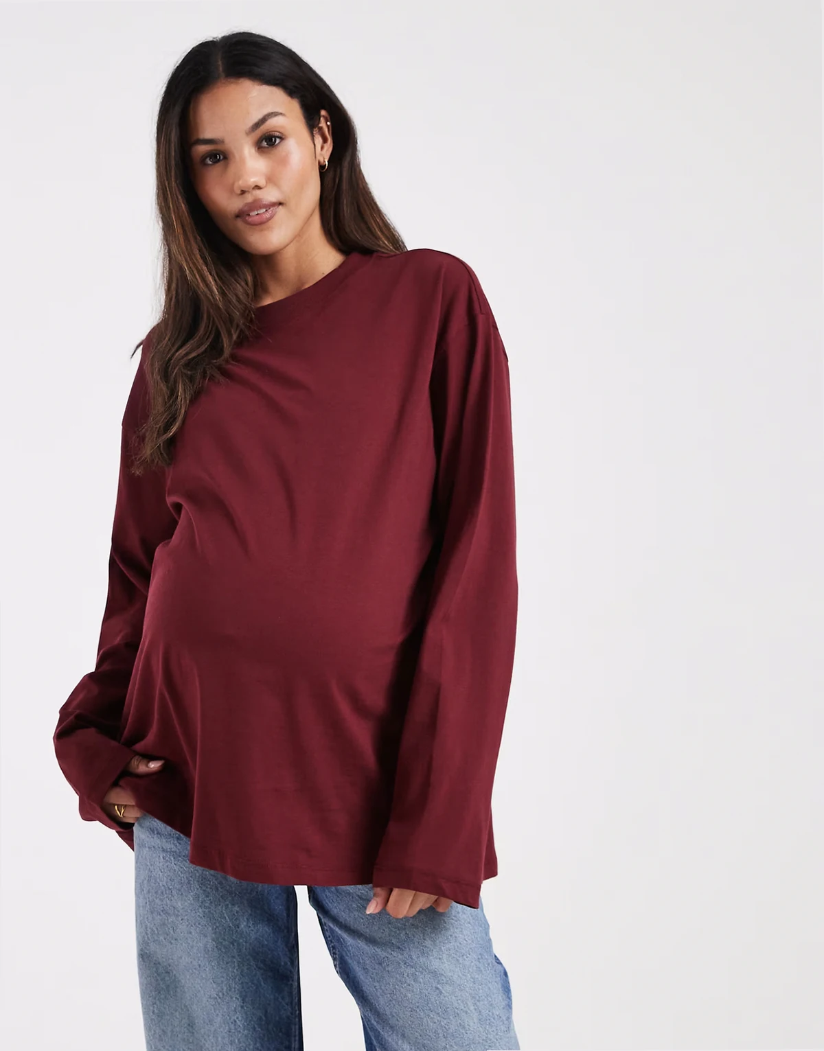 ASOS DESIGN Maternity long sleeve t-shirt in burgundy