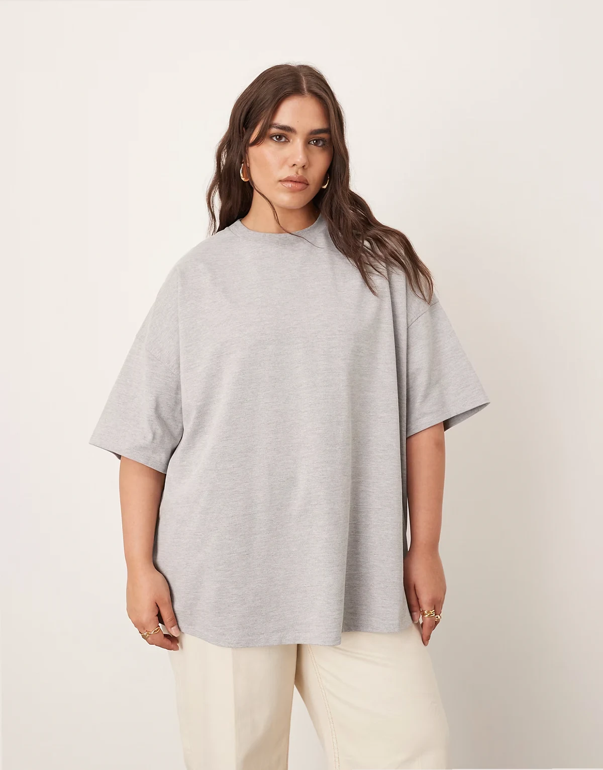 Curve oversized premium heavyweight t-shirt in heather gray