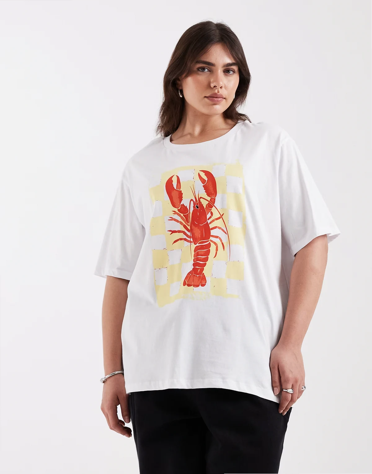 – Oversize-T-Shirt in Weiß mit Hummer-Print