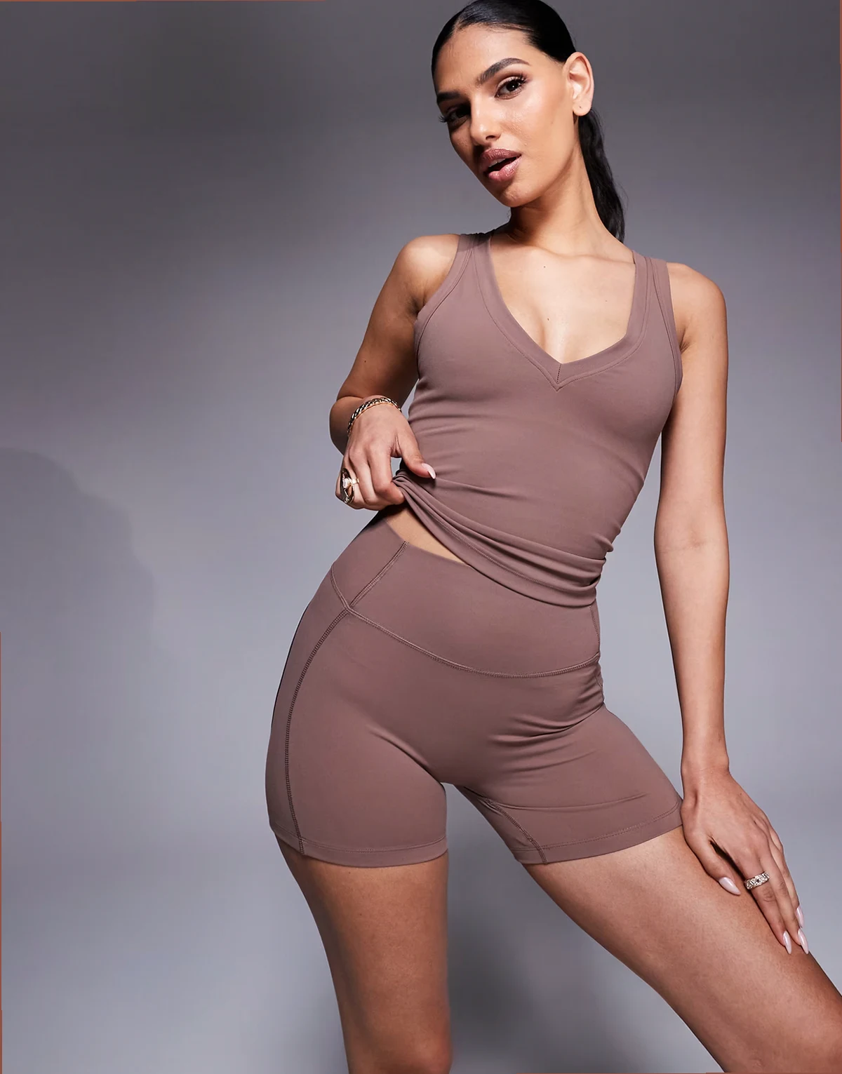 mini shorts in mocha - part of a set