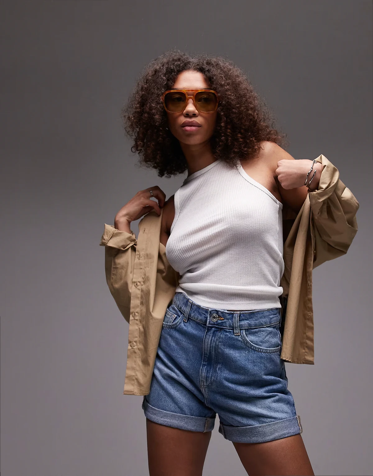 – Mom-Jeansshorts in Hellblau