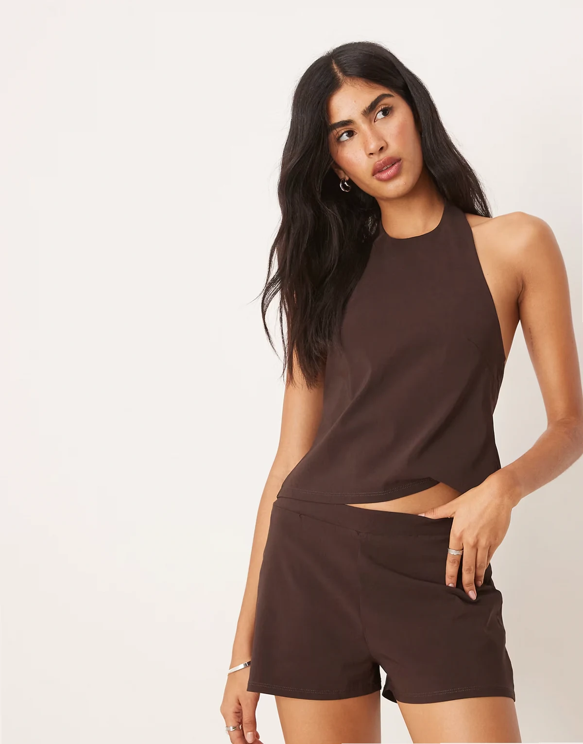 bengaline hot pant shorts in brown - part of a set