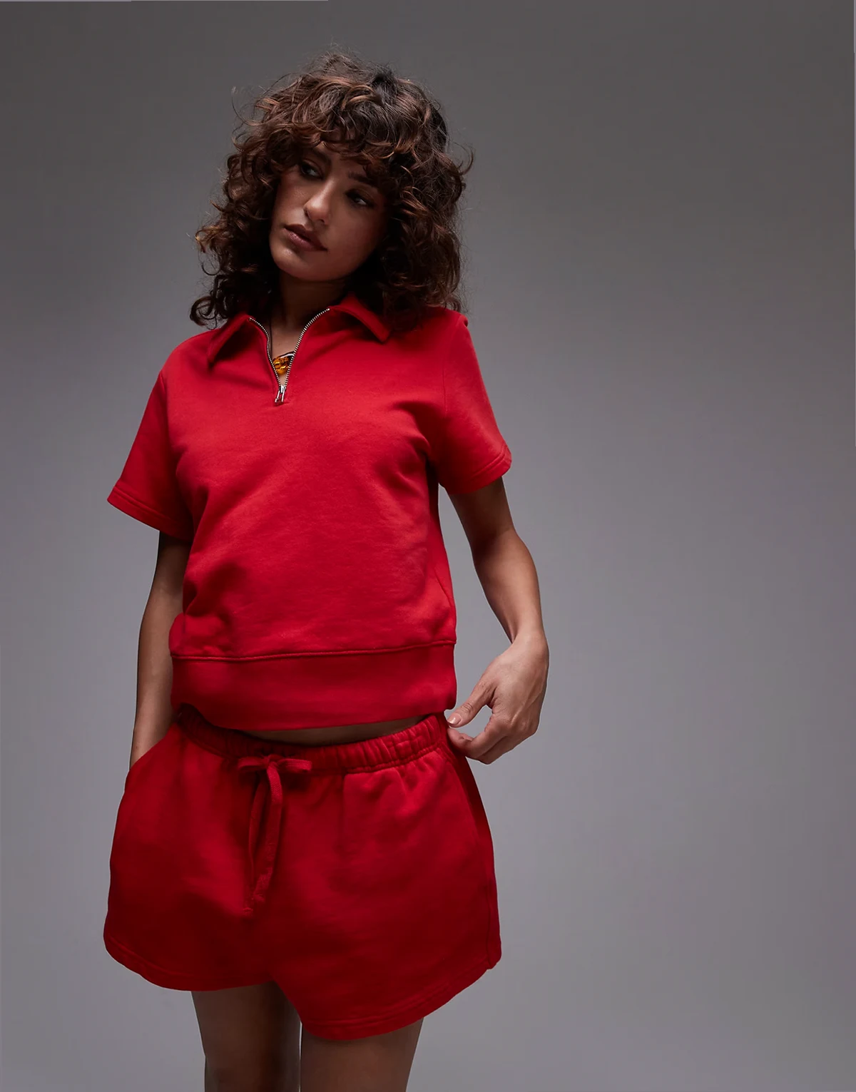 pure cotton pull on runner shorts in red
