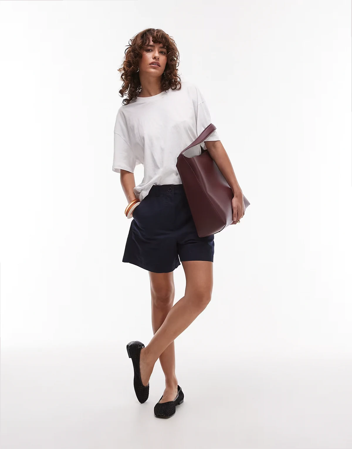– Chino-Shorts aus Leinen in Marineblau mit mittelhohem Bund