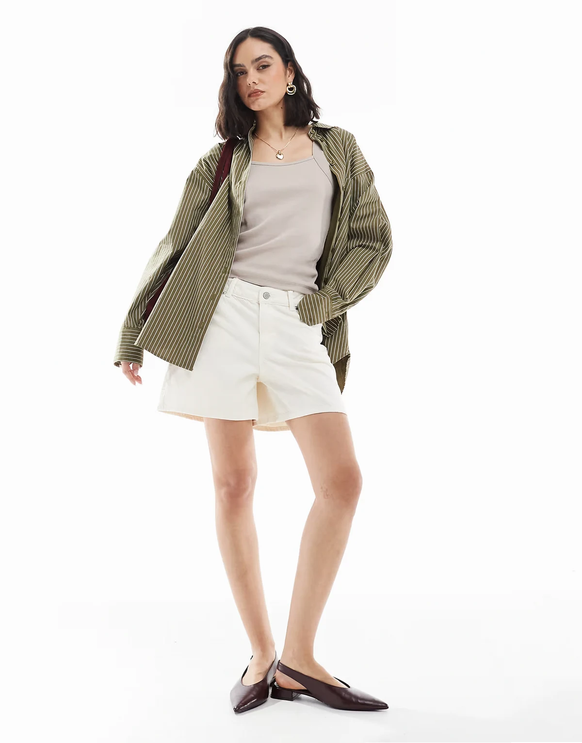 denim shorts in off-white