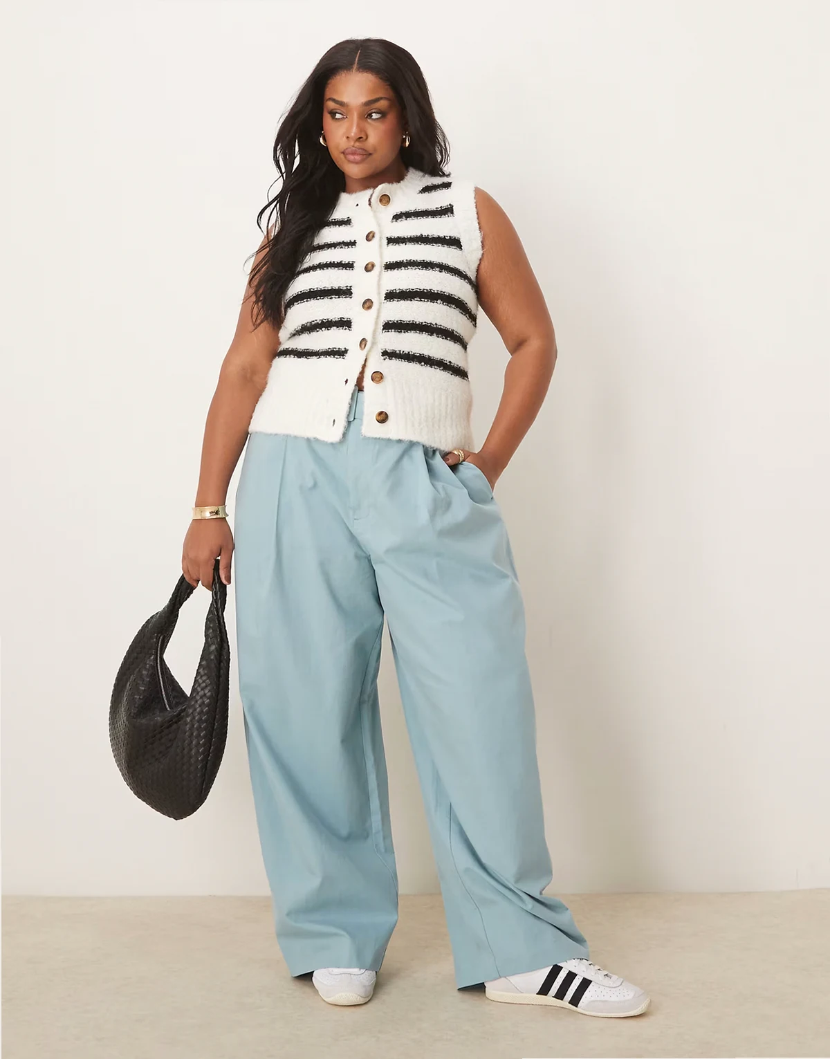 ASOS DESIGN Curve – Turkusowe gładkie spodnie balonowe