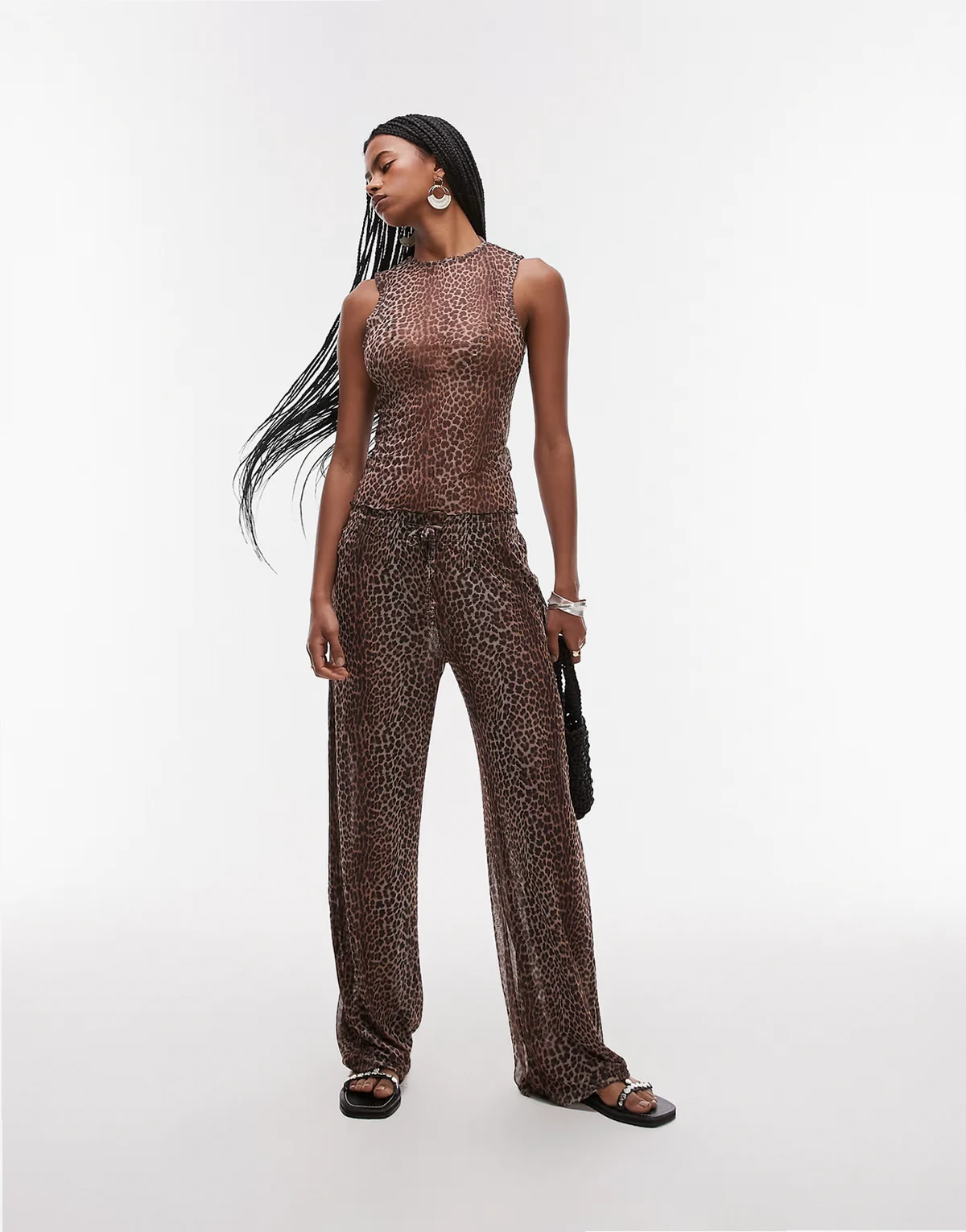It's Now Cool leopard print mesh pants in brown - part of a set