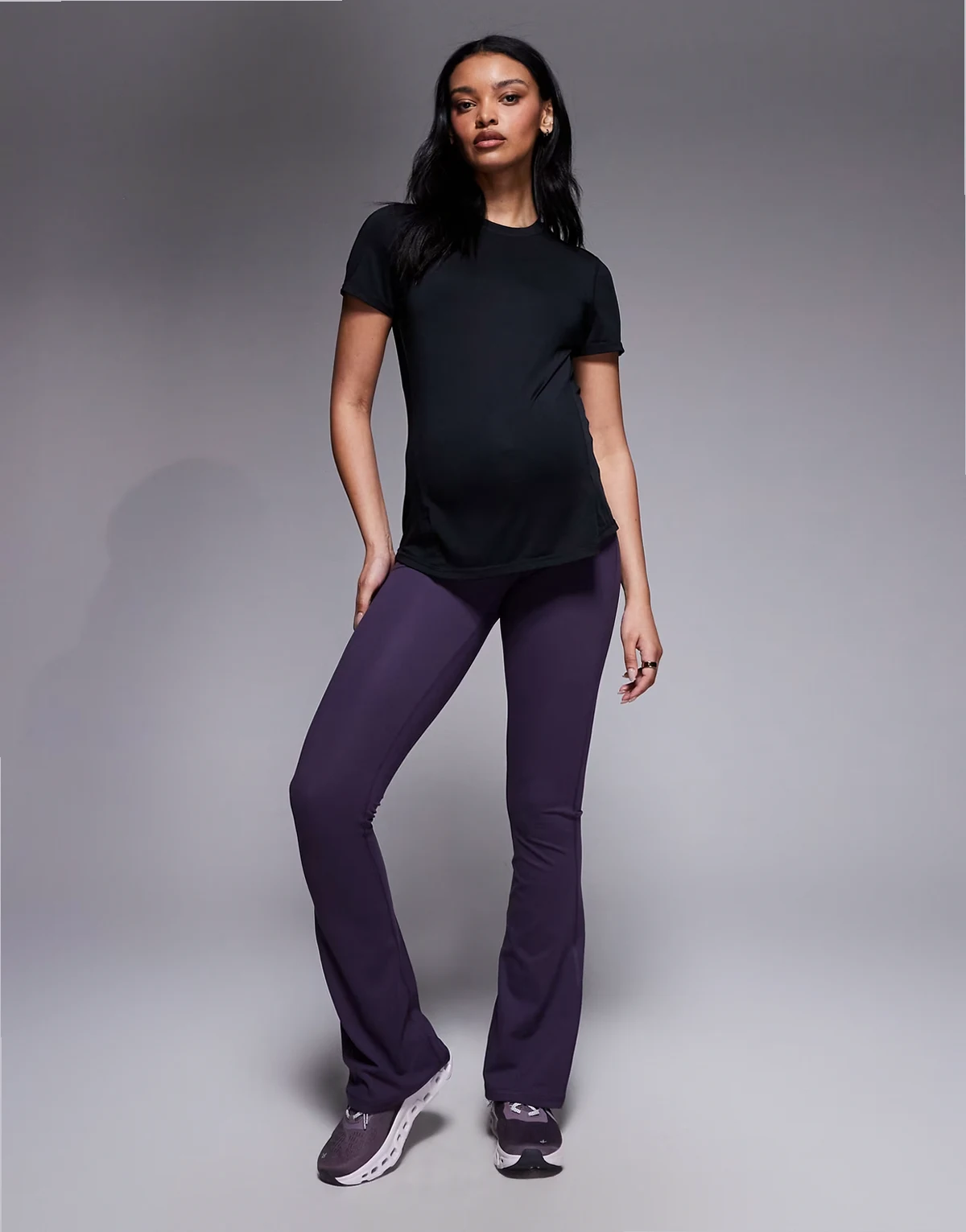 Maternity Icon soft touch high waist slim kick yoga leggings in heather