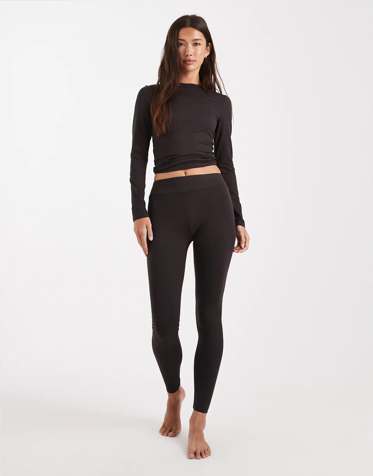 – Figurformende Leggings in Schokoladenbraun