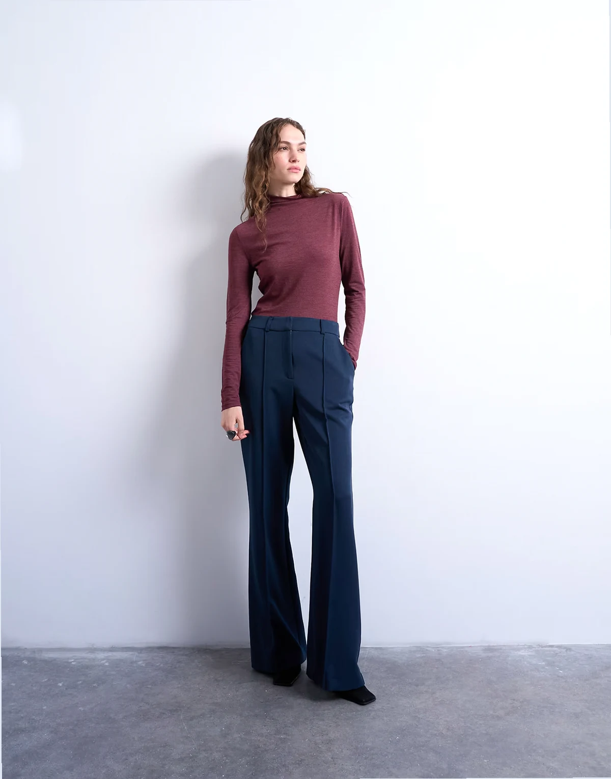 – Elegante, ausgestellte Hose in Marineblau, Kombiteil