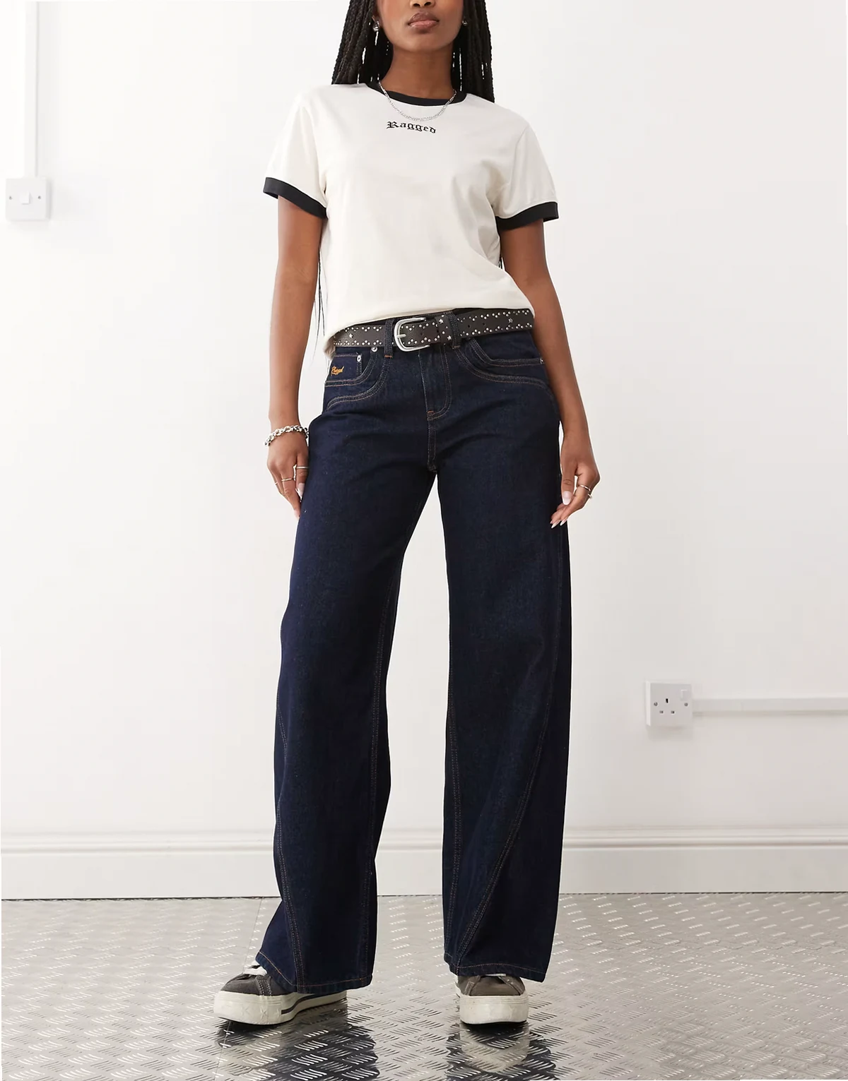 low rise baggy fit jeans in indigo