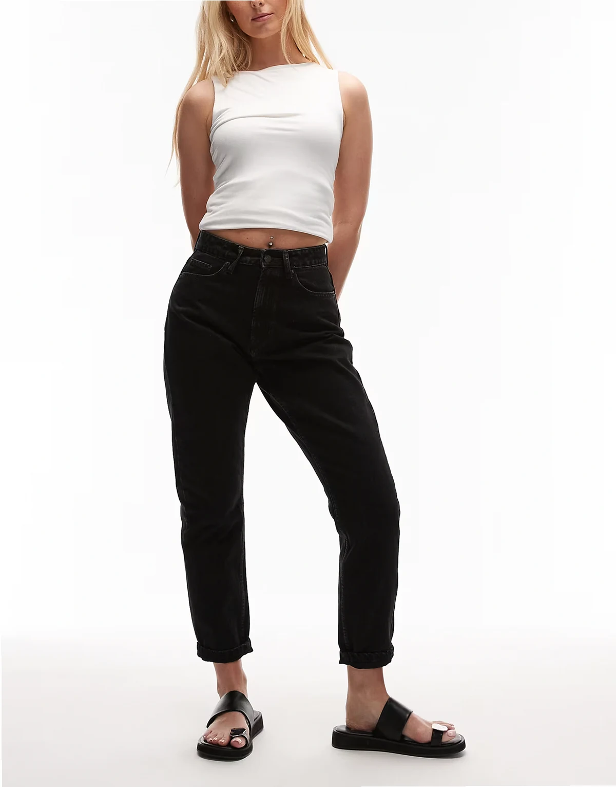 Original high rise Mom jeans in washed black