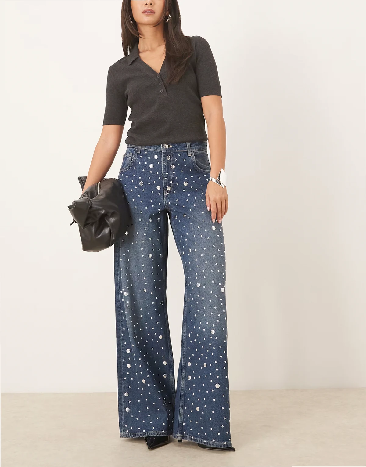 – Elina – Straight-Leg-Jeans in Blau aus reiner Baumwolle mit Verzierung