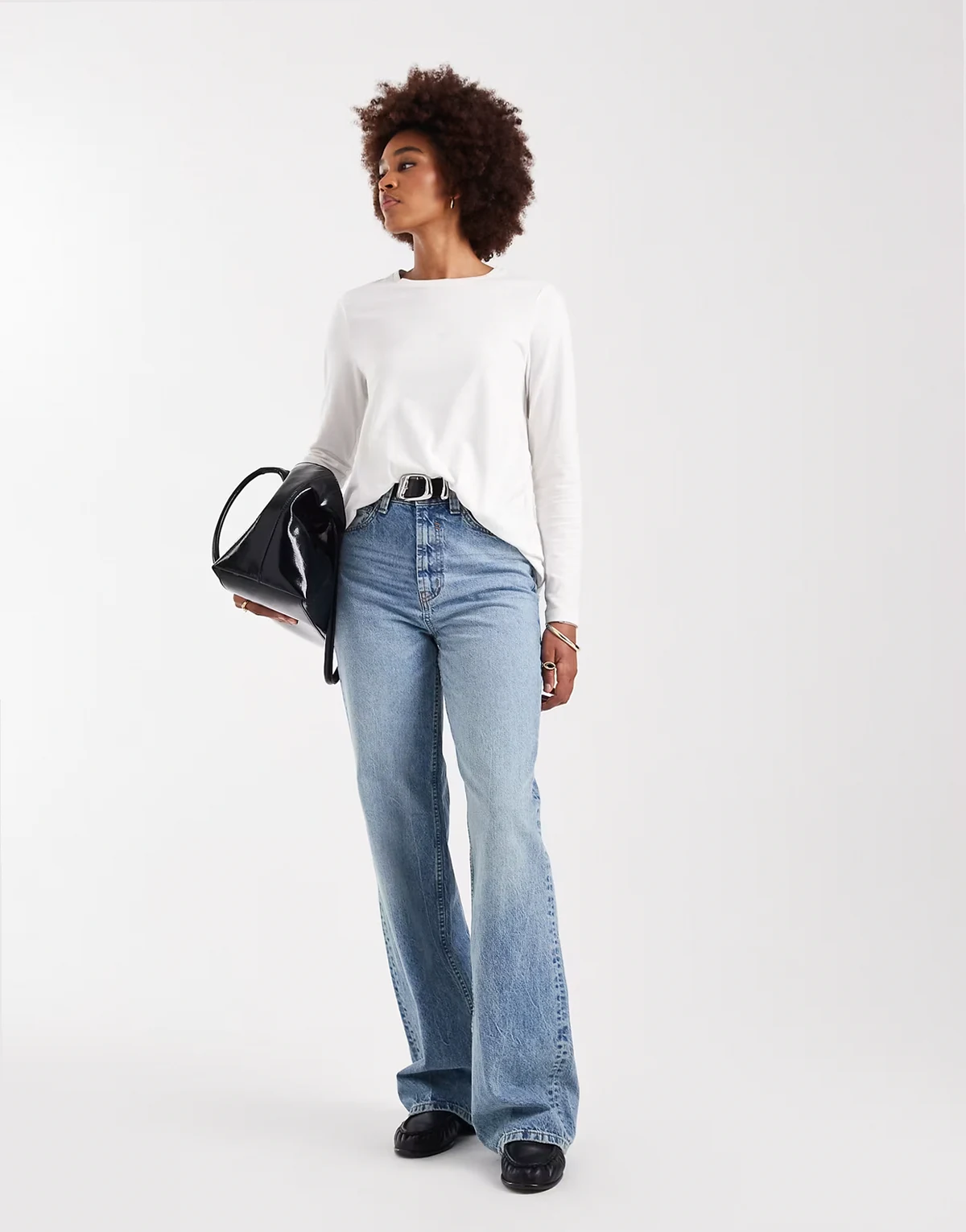 ASOS DESIGN Tall – Circular Design Collection – Jasnoniebieskie jeansy dad z szerokimi nogawkami i efektem sprania w stylu vintage