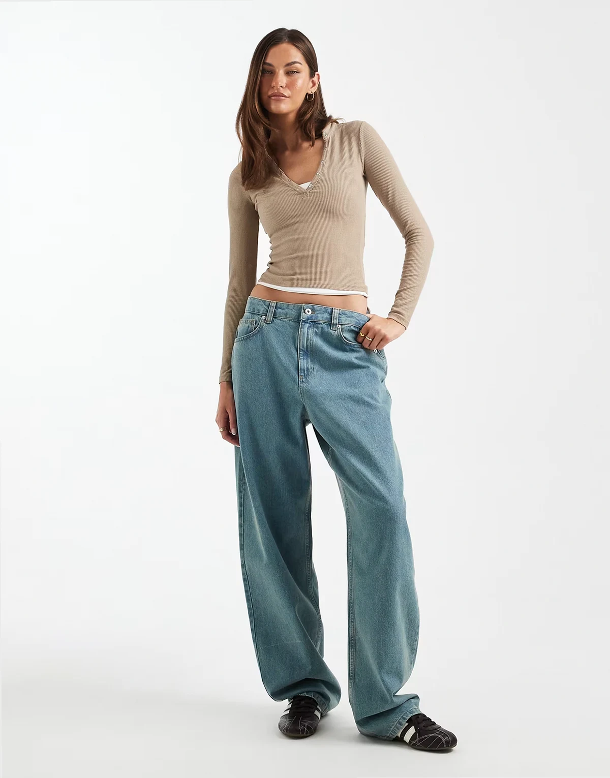 Tall – Antifit-Jeans in Dirty-Mittelblau