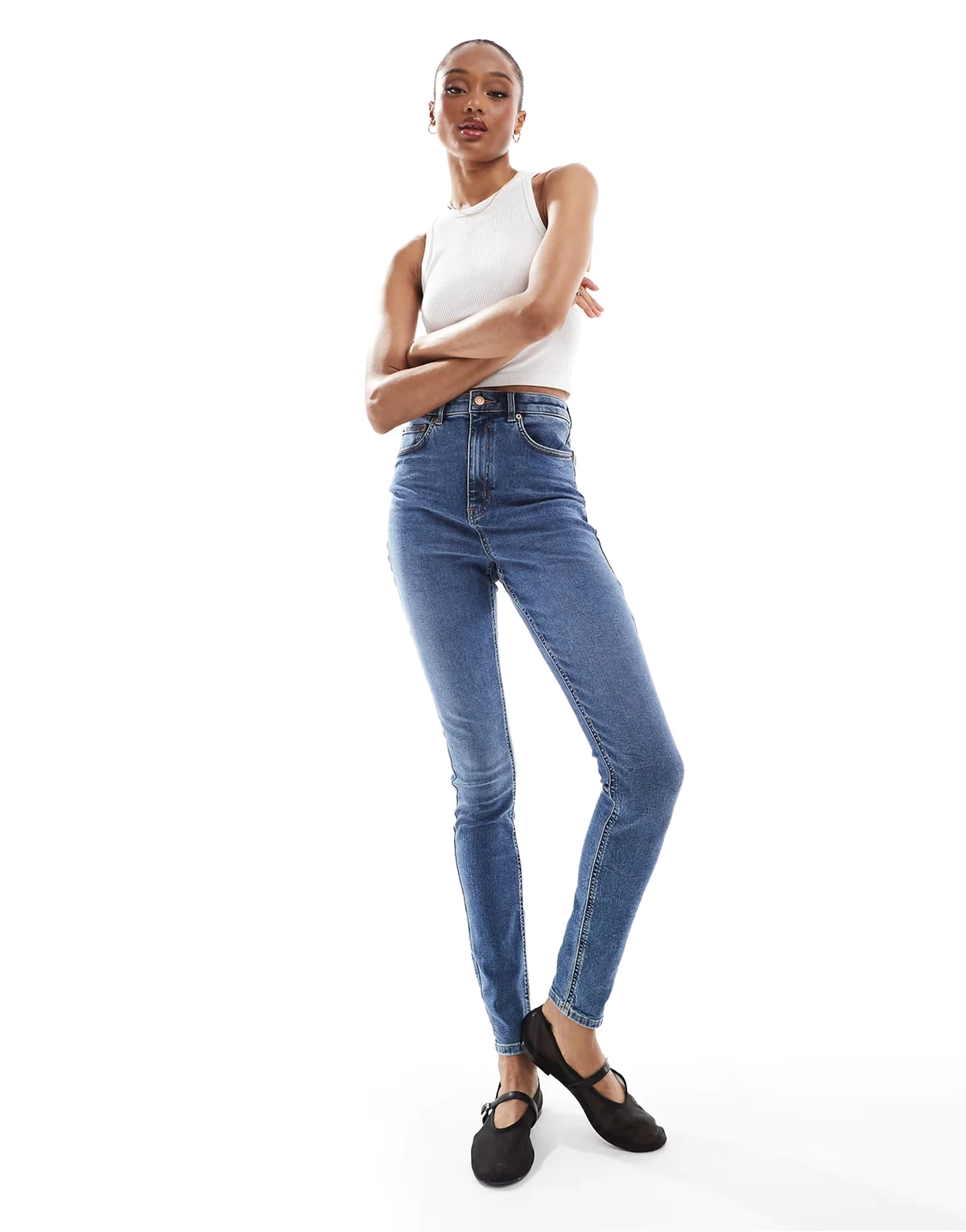 ASOS DESIGN Tall – Niebieskie obcisłe jeansy