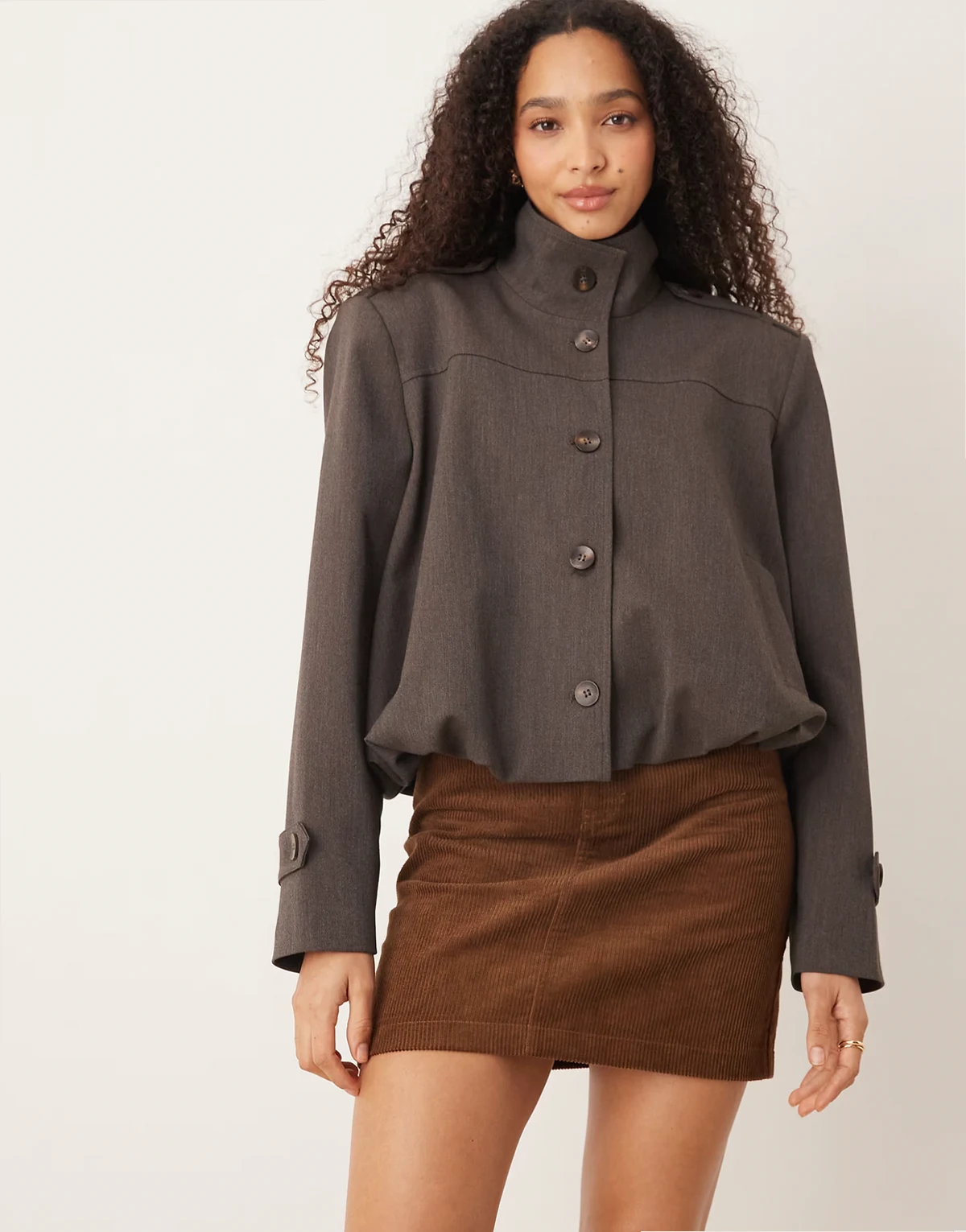 cord mini skirt in chocolate brown