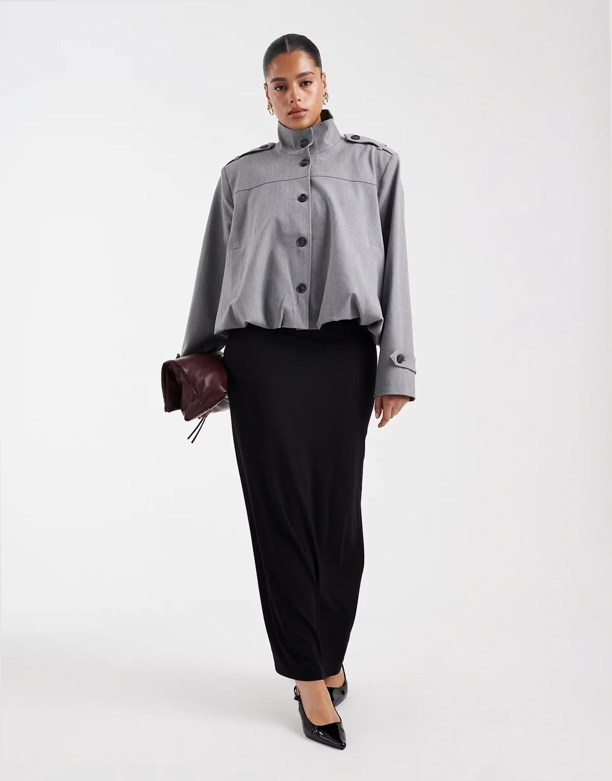 ASOS DESIGN Curve – Czarna kolumnowa spódnica maxi z dżerseju