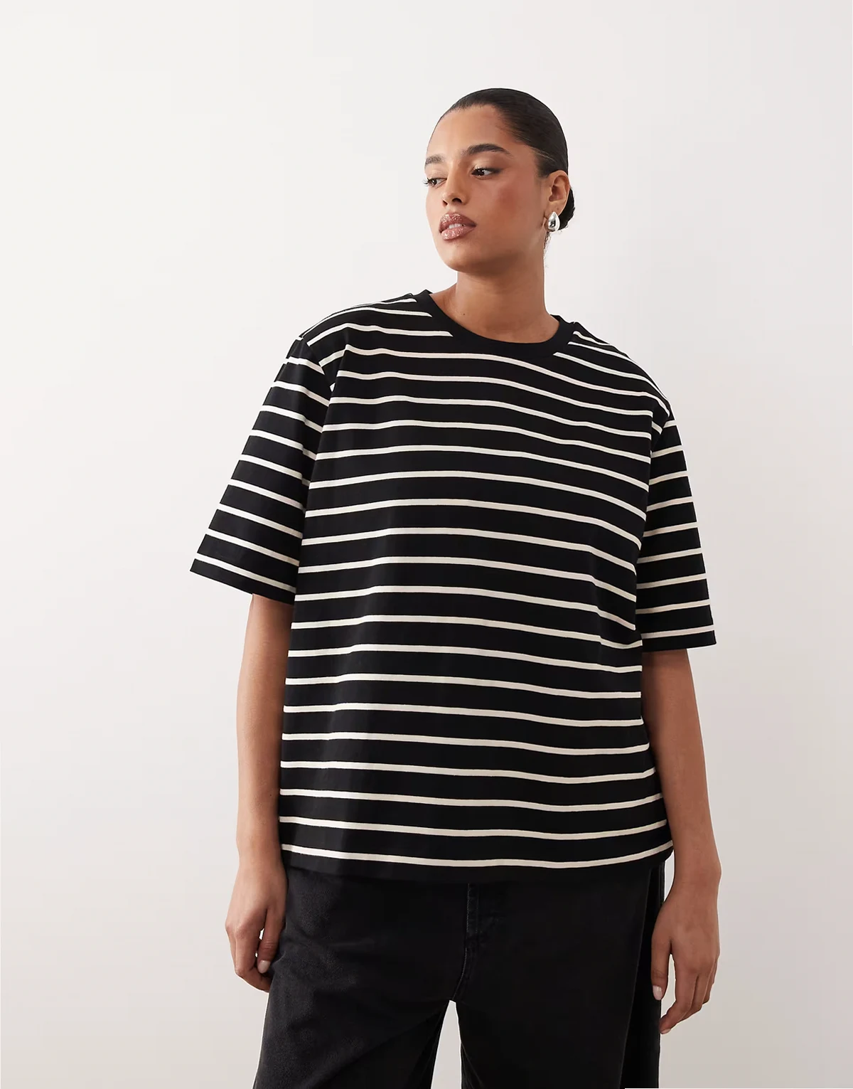 Curve oversized premium heavyweight T-shirt in black stripe