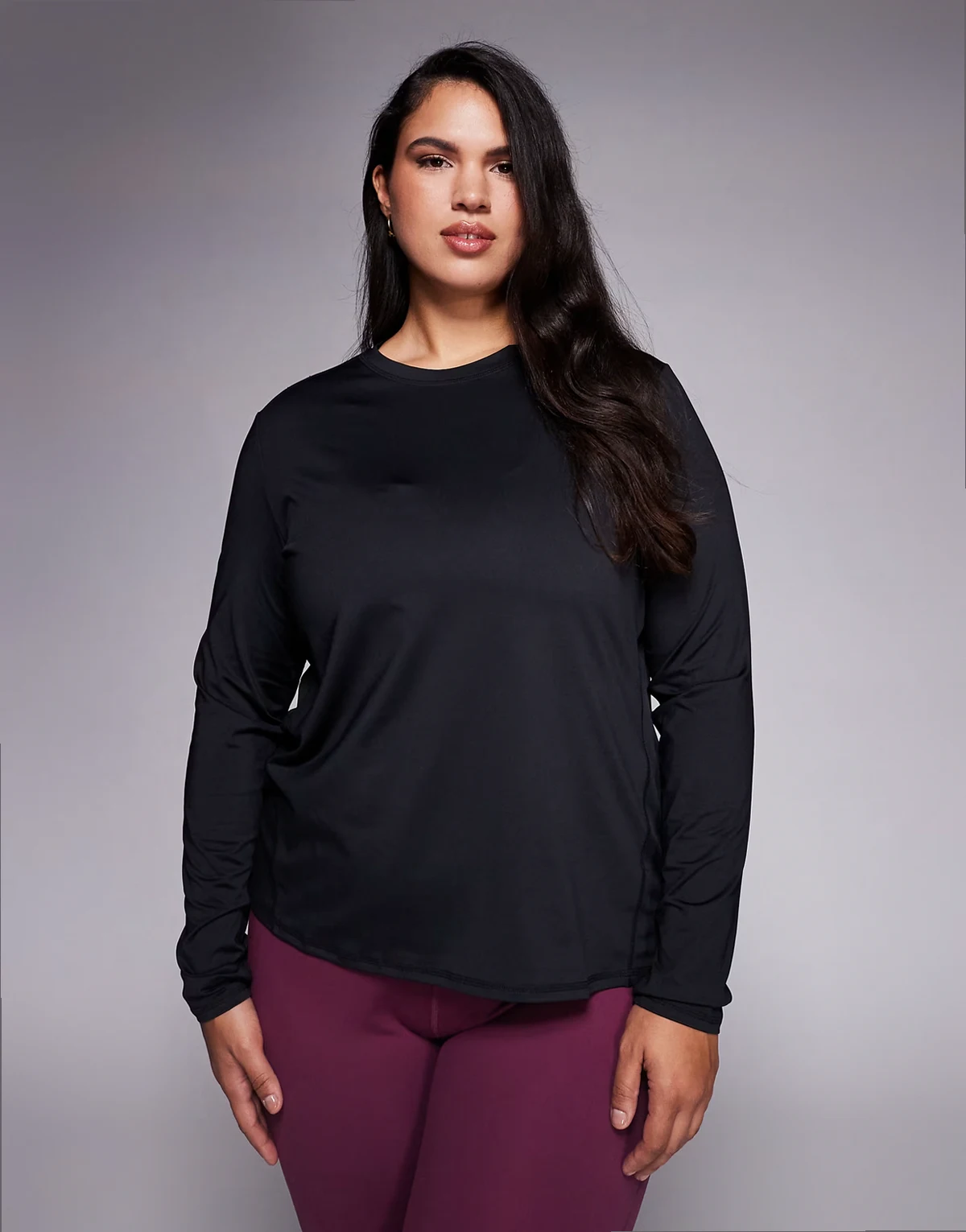 Curve Icon active quick dry long sleeve running top in black