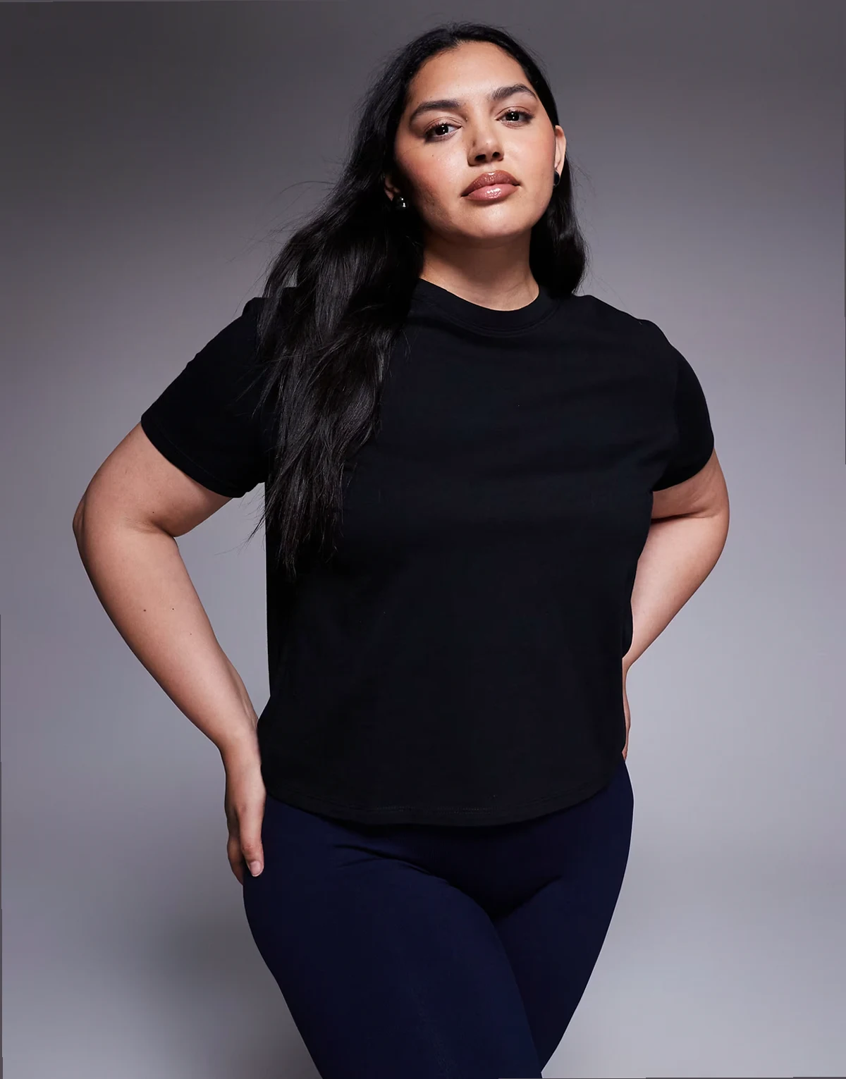 Curve Icon boxy fit cotton T-shirt with quick dry finish in black