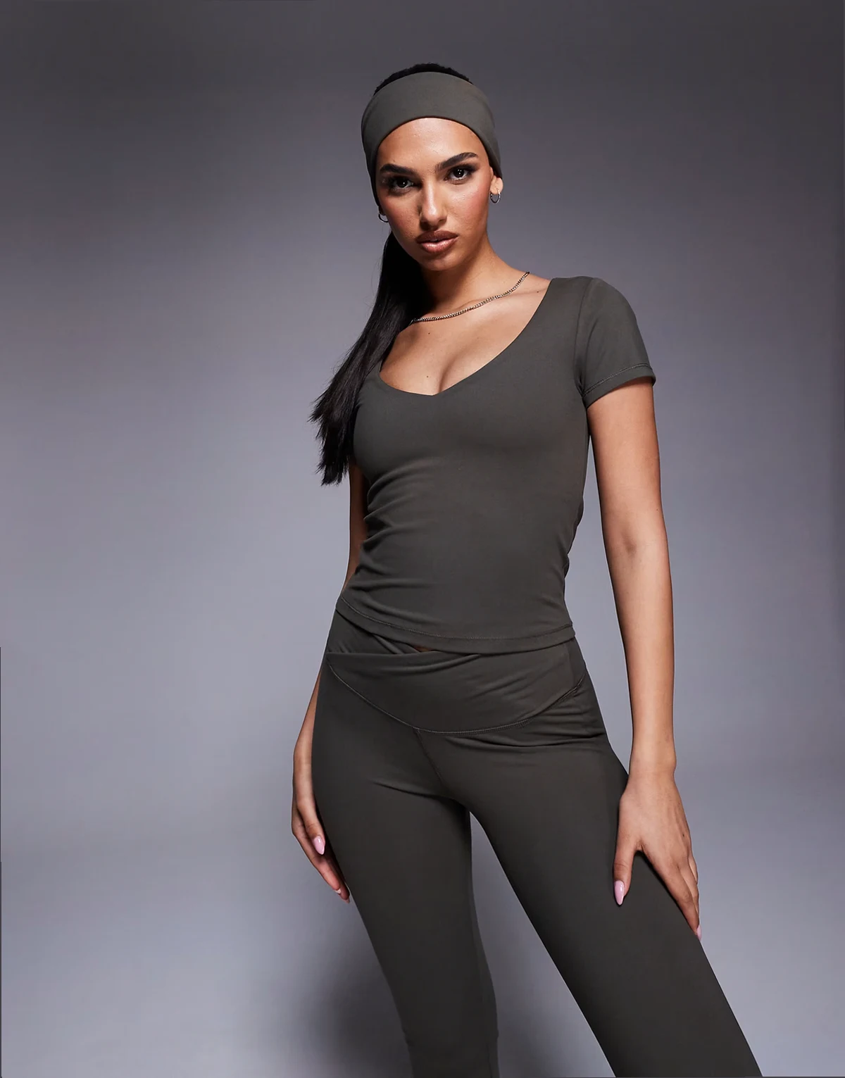 Icon soft touch v neck performance baby t-shirt in dark olive