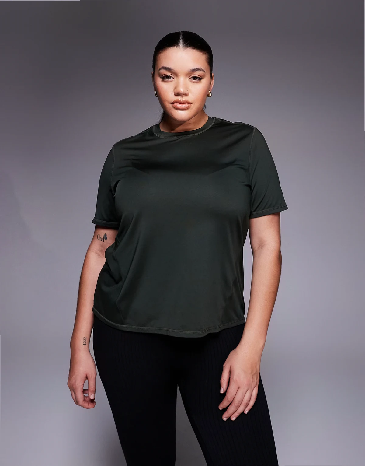 Curve Icon active quick dry performance t-shirt in dark khaki green