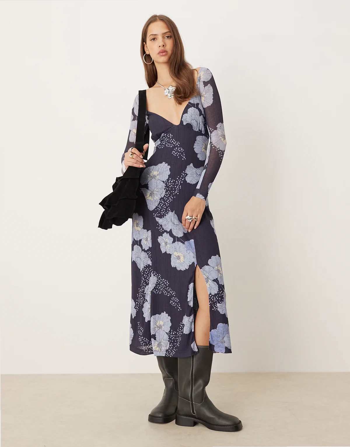 Calla midi dress in sky combo