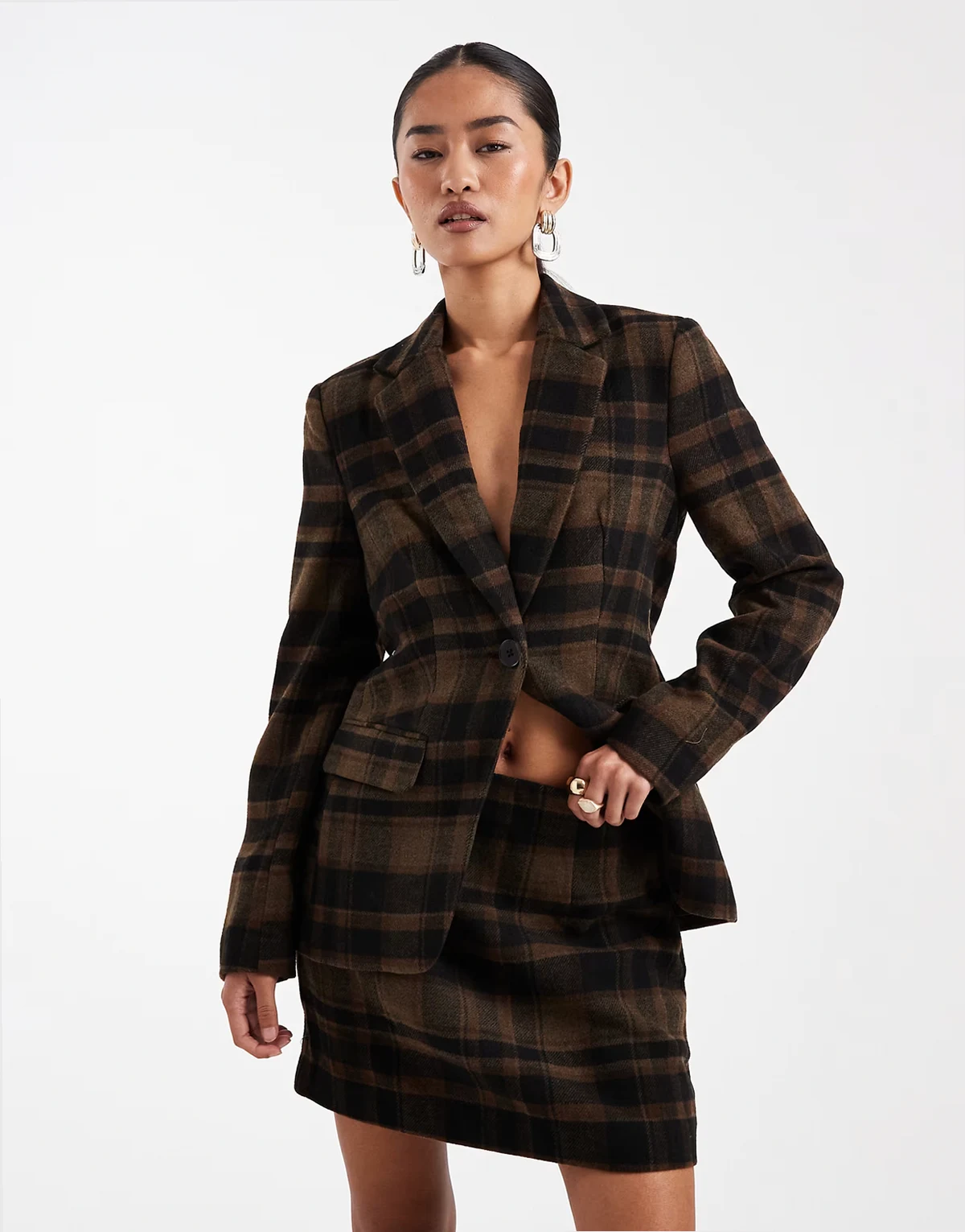 flannel mini skirt in chocolate plaid print - part of a set