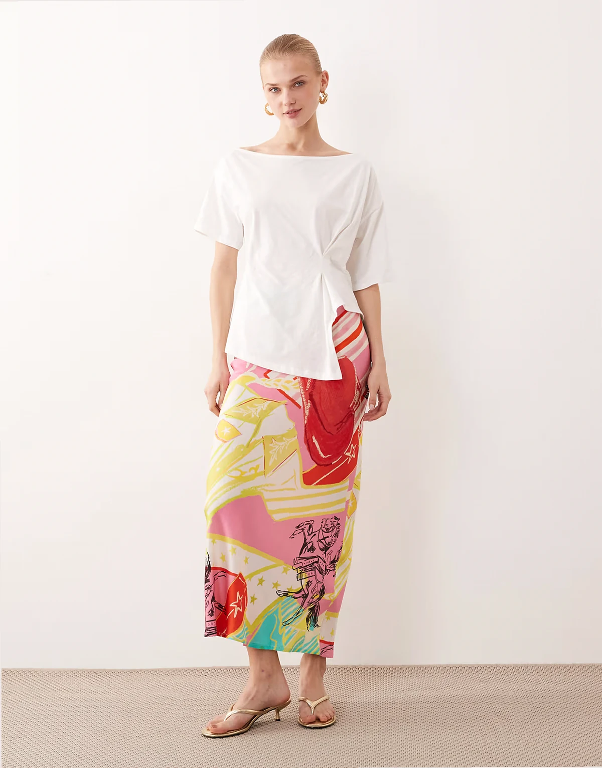 Dorris satin maxi skirt in mixed Dallas print - part of a set