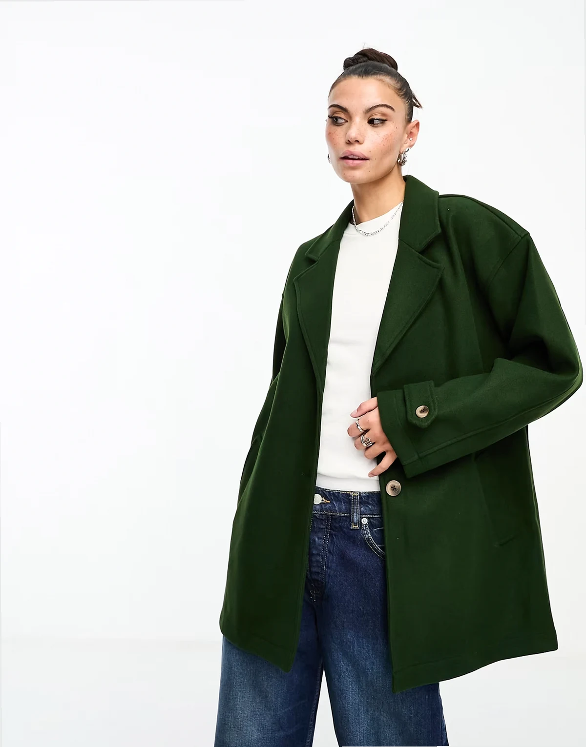 – Lockere Blazer-Jacke in Khaki mit Oversize-Schnitt