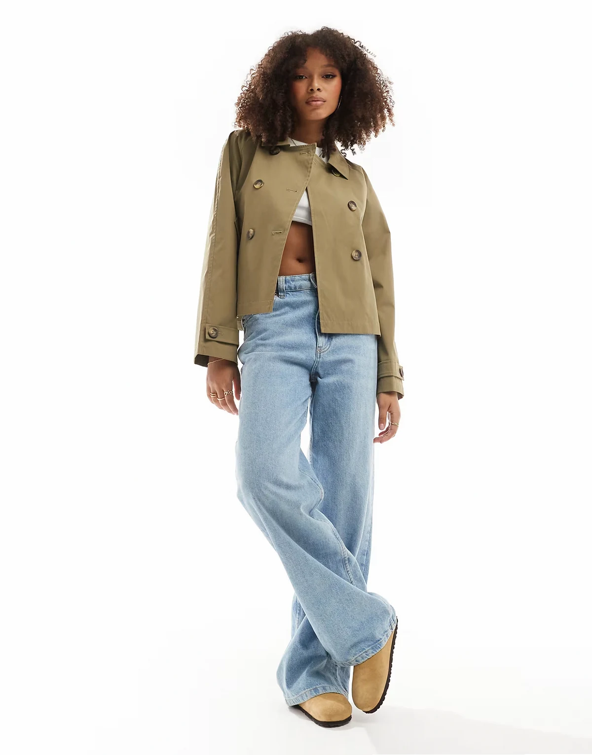 – Kurzer Trenchcoat in Khaki
