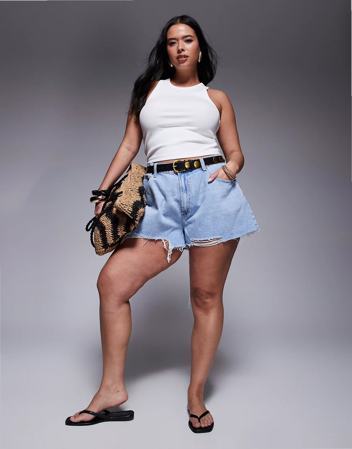 ASOS DESIGN Curve – Trapezowe szorty w kolorze jasnoniebieskim