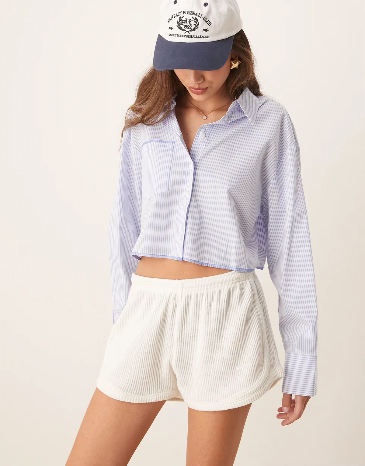 chill waffle knit shorts in cream
