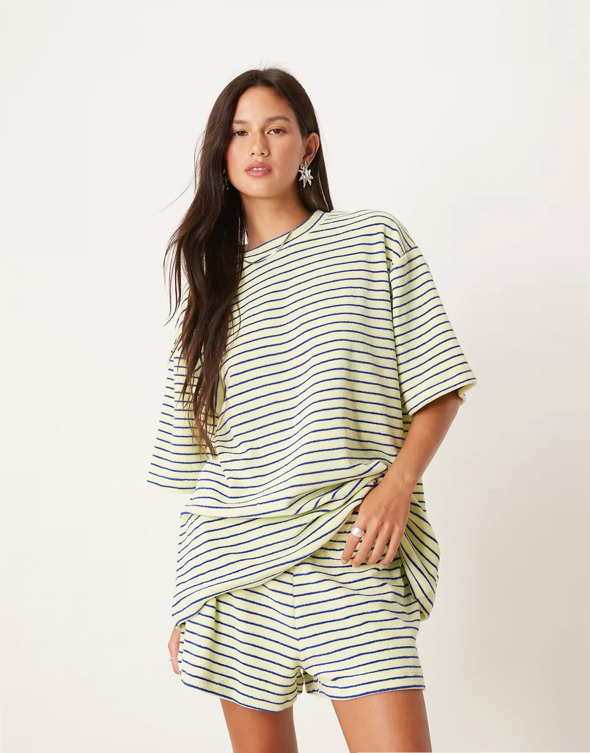 terrycloth boxer shorts in yellow stripe - part of a set