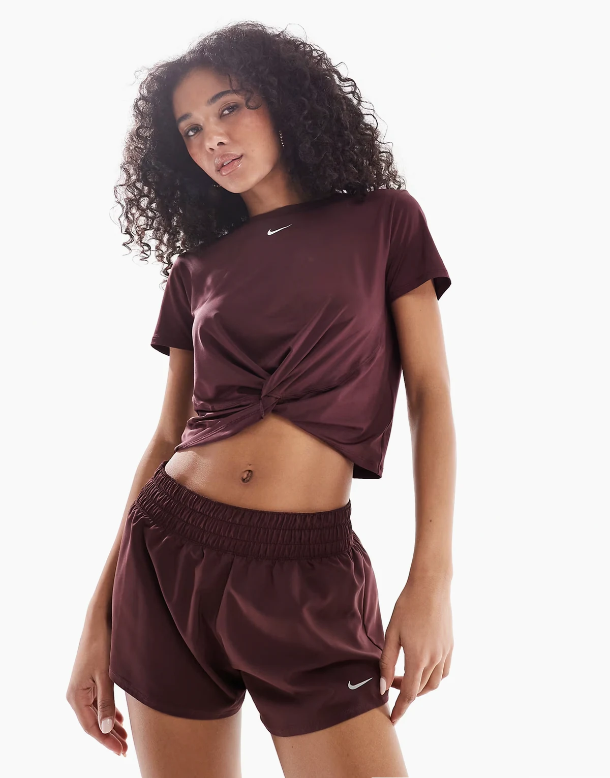 Nike One Training Dri-FIT 3-inch shorts in burgundy