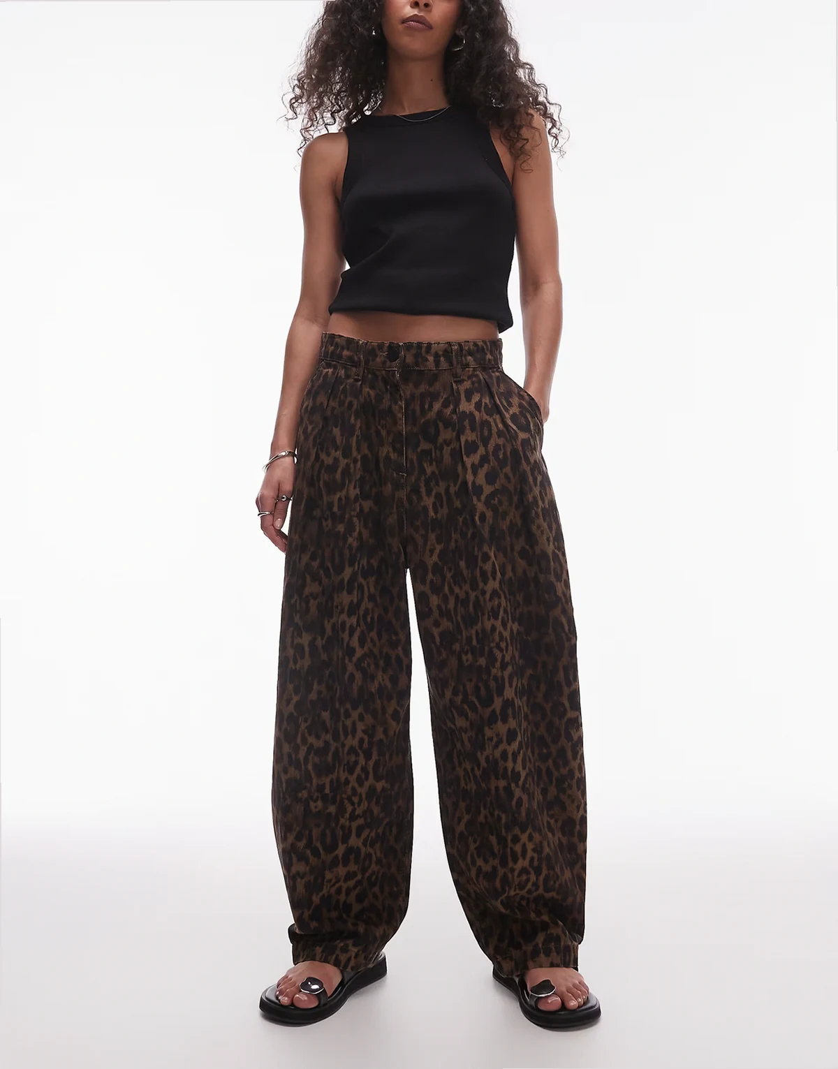 becca denim pants in leopard brown