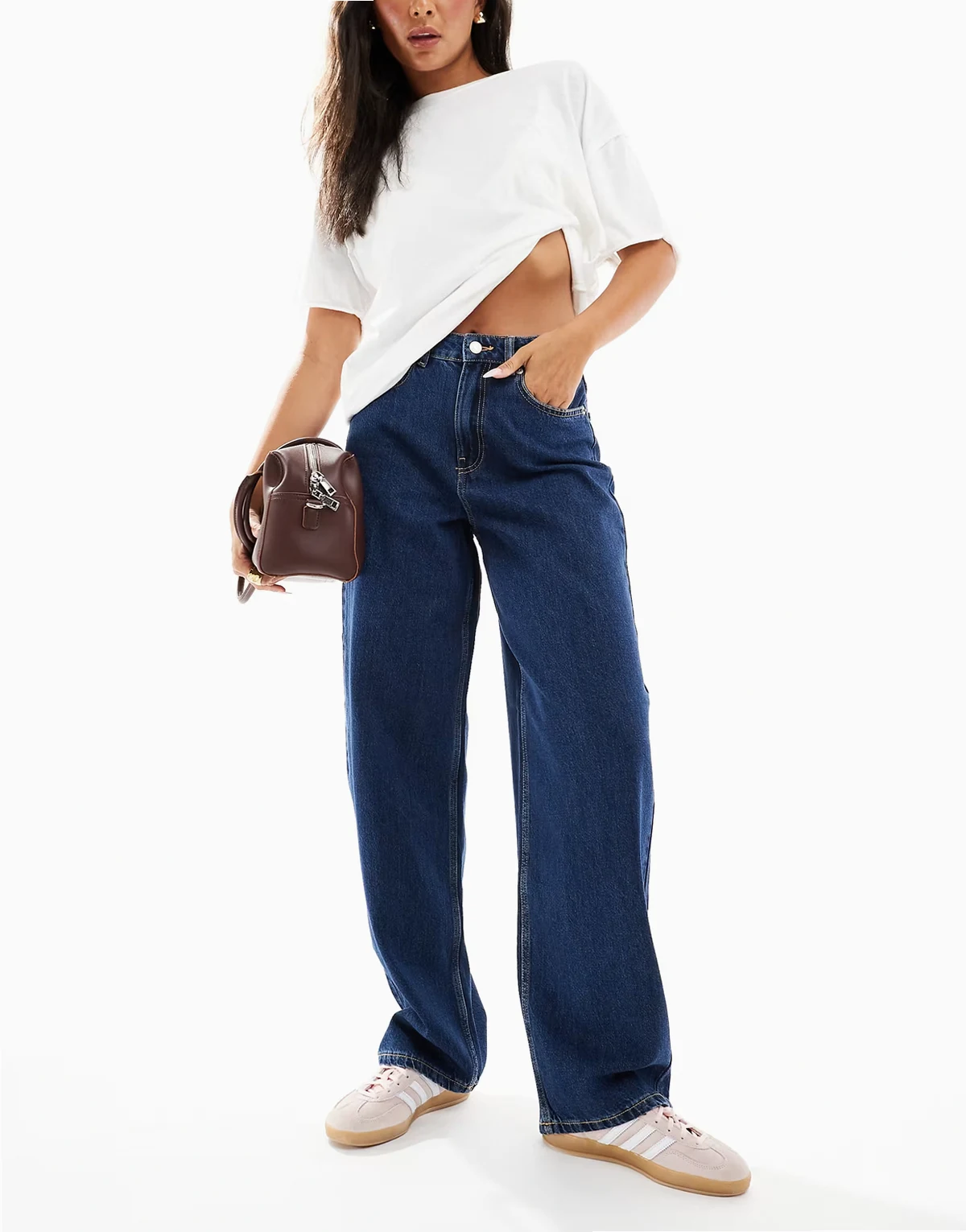 – Barrel Leg Jeans in Dunkelblau