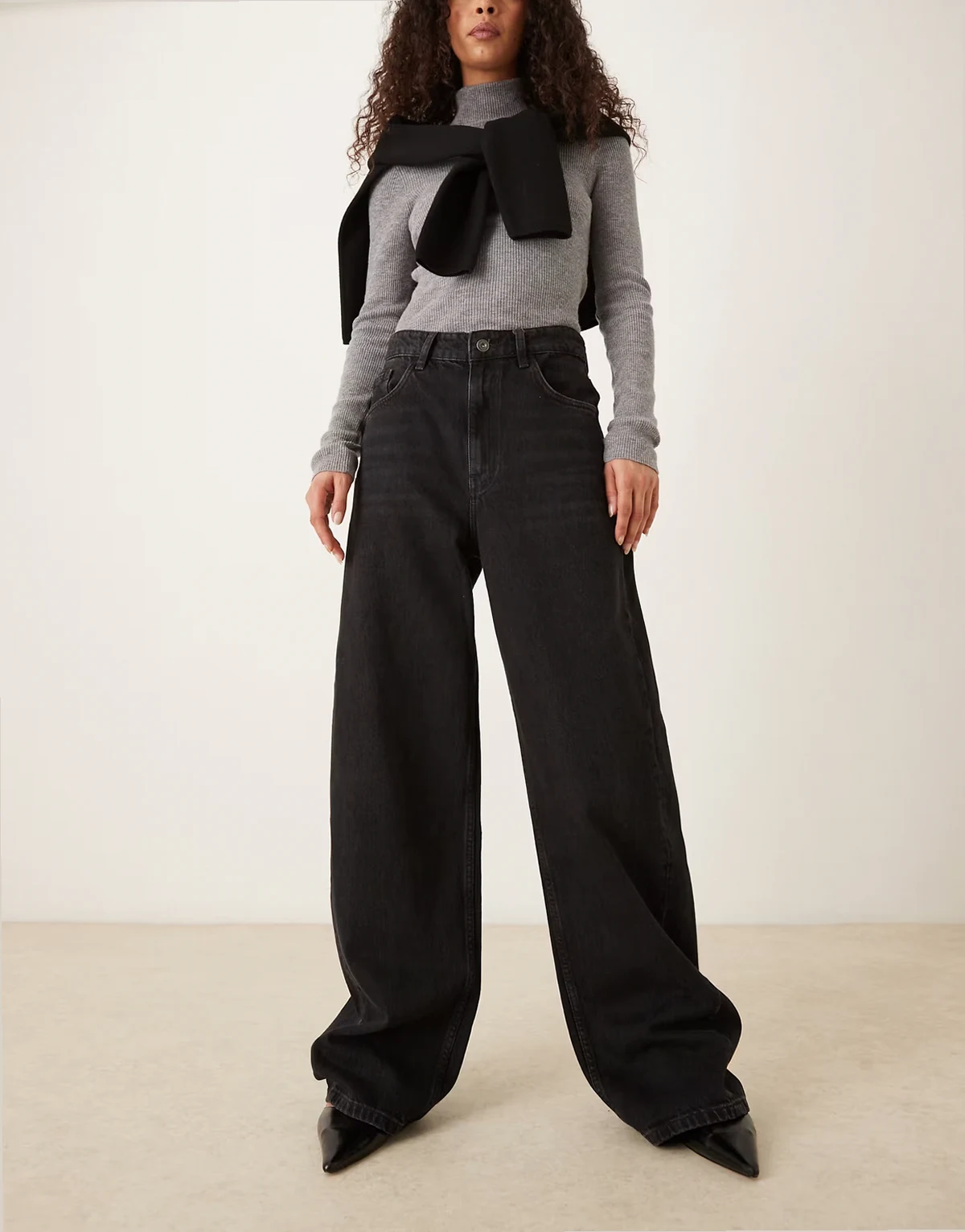 – Charlot – Barrel-Leg-Jeans in Schwarz aus reiner Baumwolle