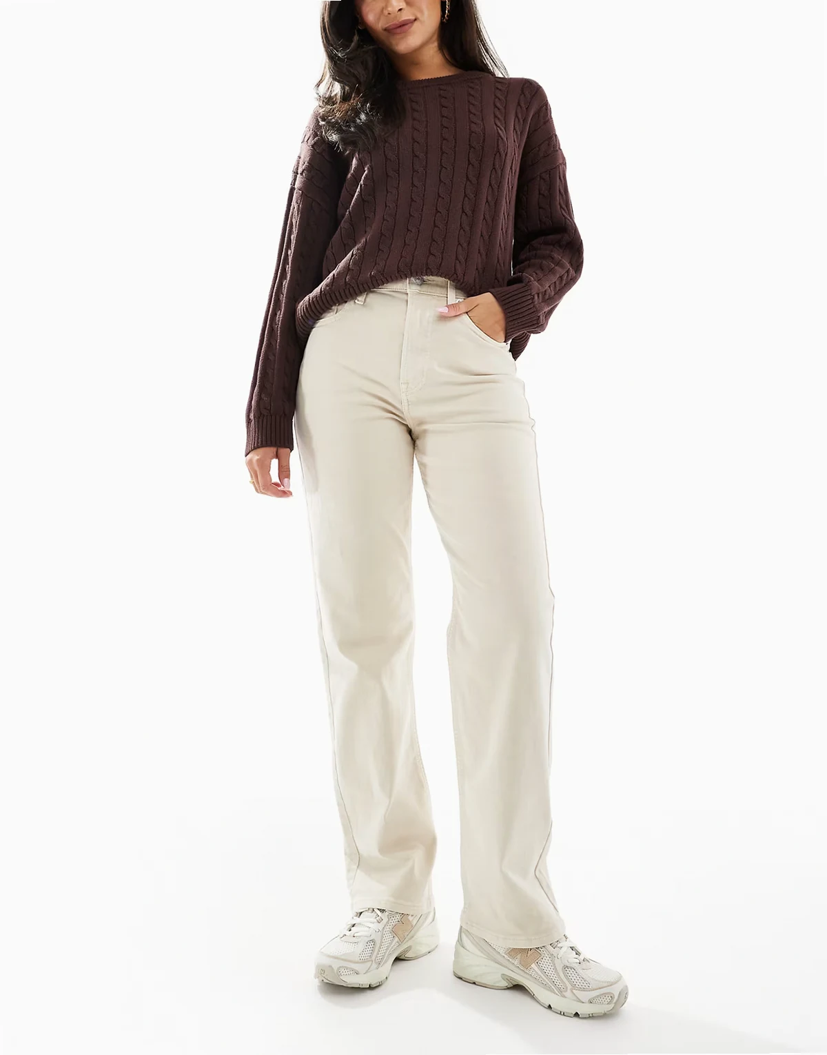 Layla high rise slim straight jeans in sand