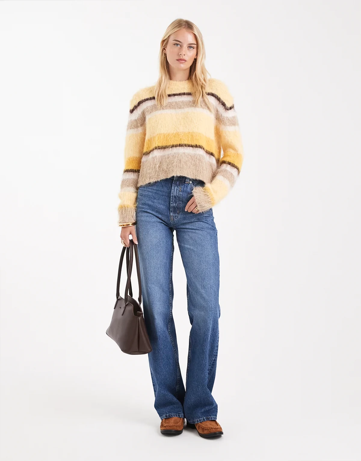 ASOS DESIGN Tall – Circular Design Collection – Niebieskie jeansy dad z szerokimi nogawkami