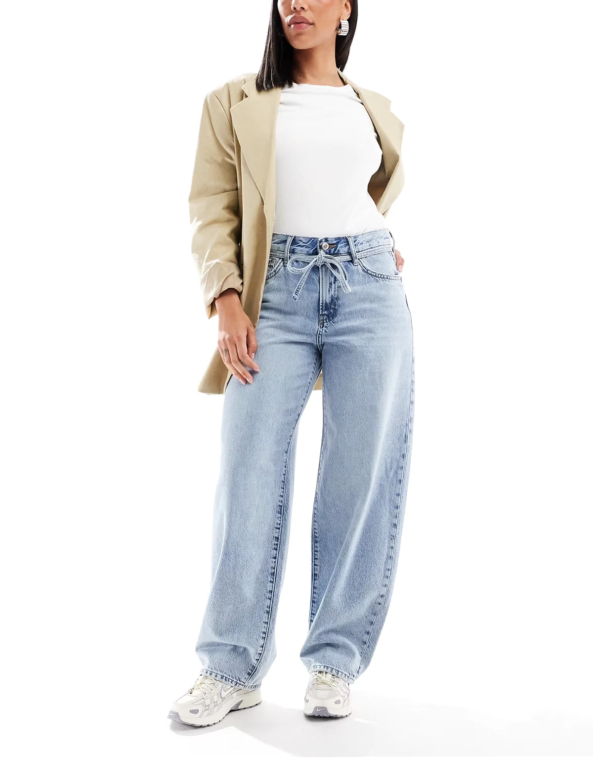 – Gianna – Jeans in Hellblau mit geradem Schnitt und Taillenband