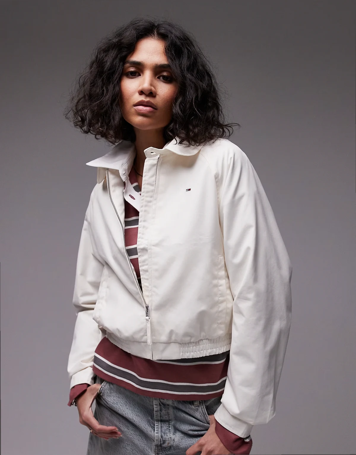 cotton bomber jacket in off white