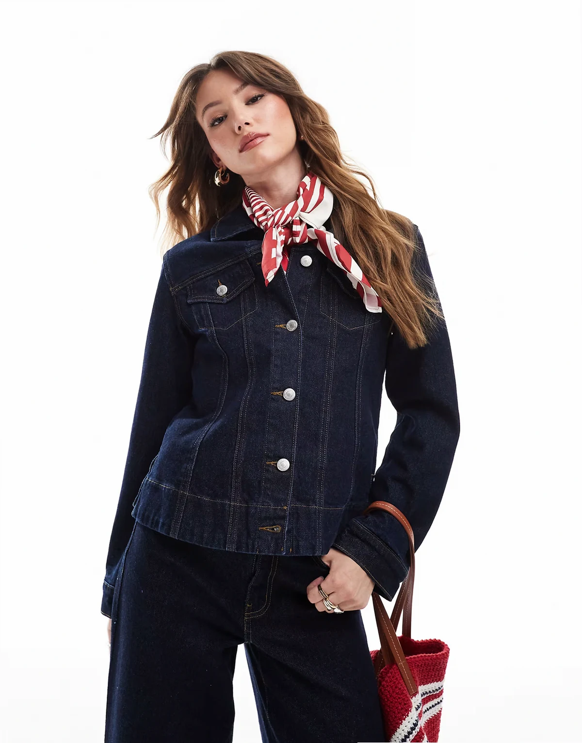 – Figurbetonte Jeansjacke in Indigoblau, Kombiteil