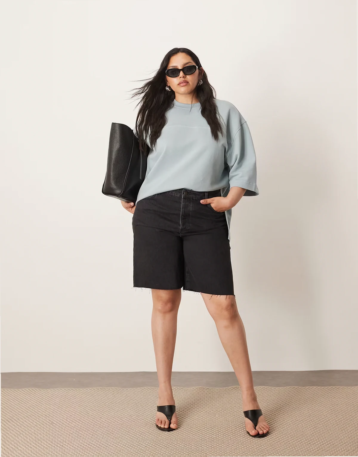 Curve Wilson denim slouchy shorts in washed black